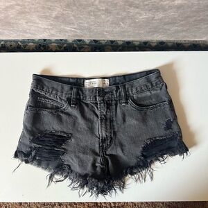 Abercrombie & Fitch Black Distressed High-Rise Jean Shorts